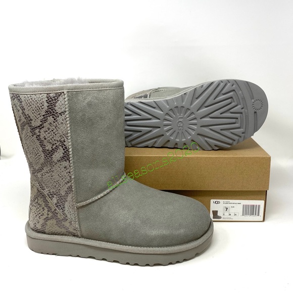 UGG Classic Short Metallic Shake Grey Women Boots - Picture 7 of 9